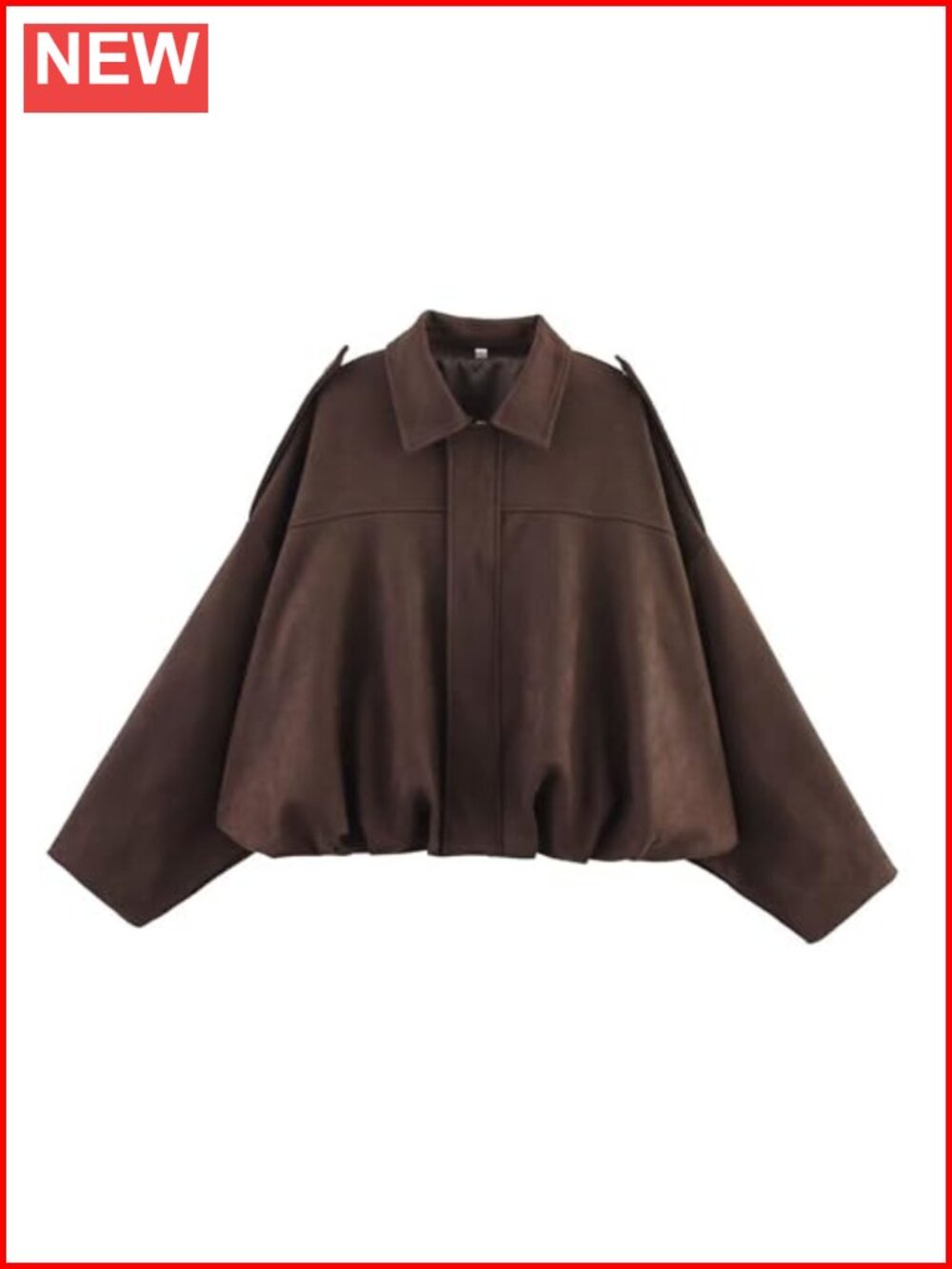 Women's Faux Suede Bomber Jacket Zip Up Oversized Long Sleeve